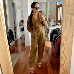 ba&sh Brown Aida Jumpsuit, Size 0